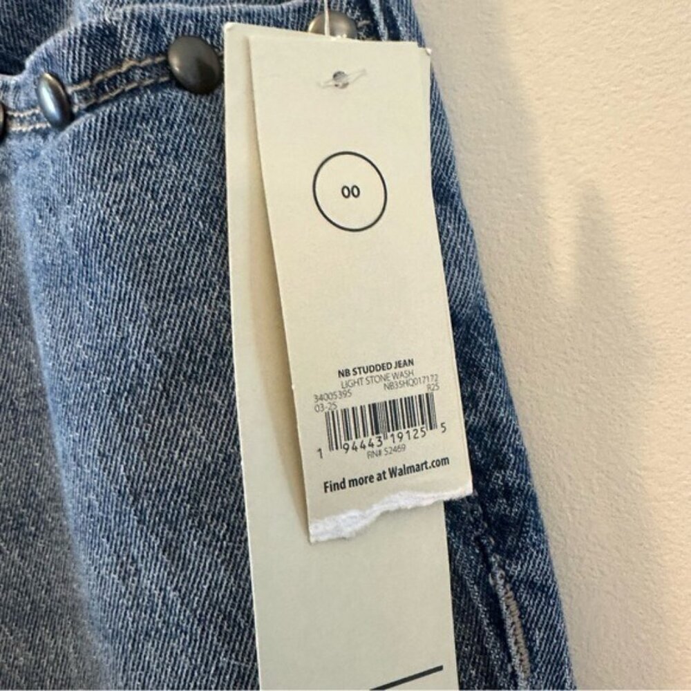 No Boundaries Y2K Mid Rise Baggy Wide Leg Jeans Studded Size 00 NWT - Picture 9 of 15
